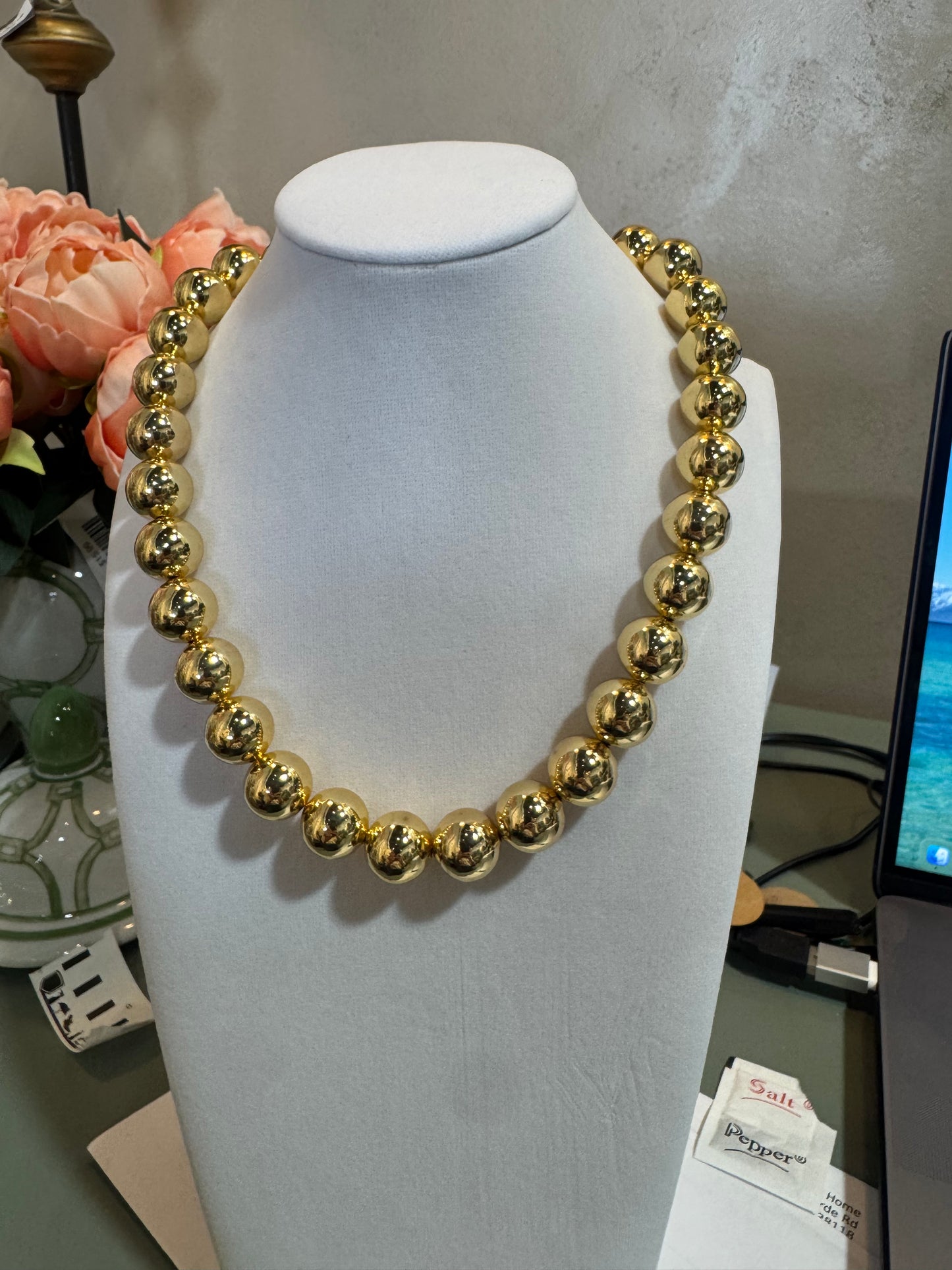 16" Gold Ball Necklace