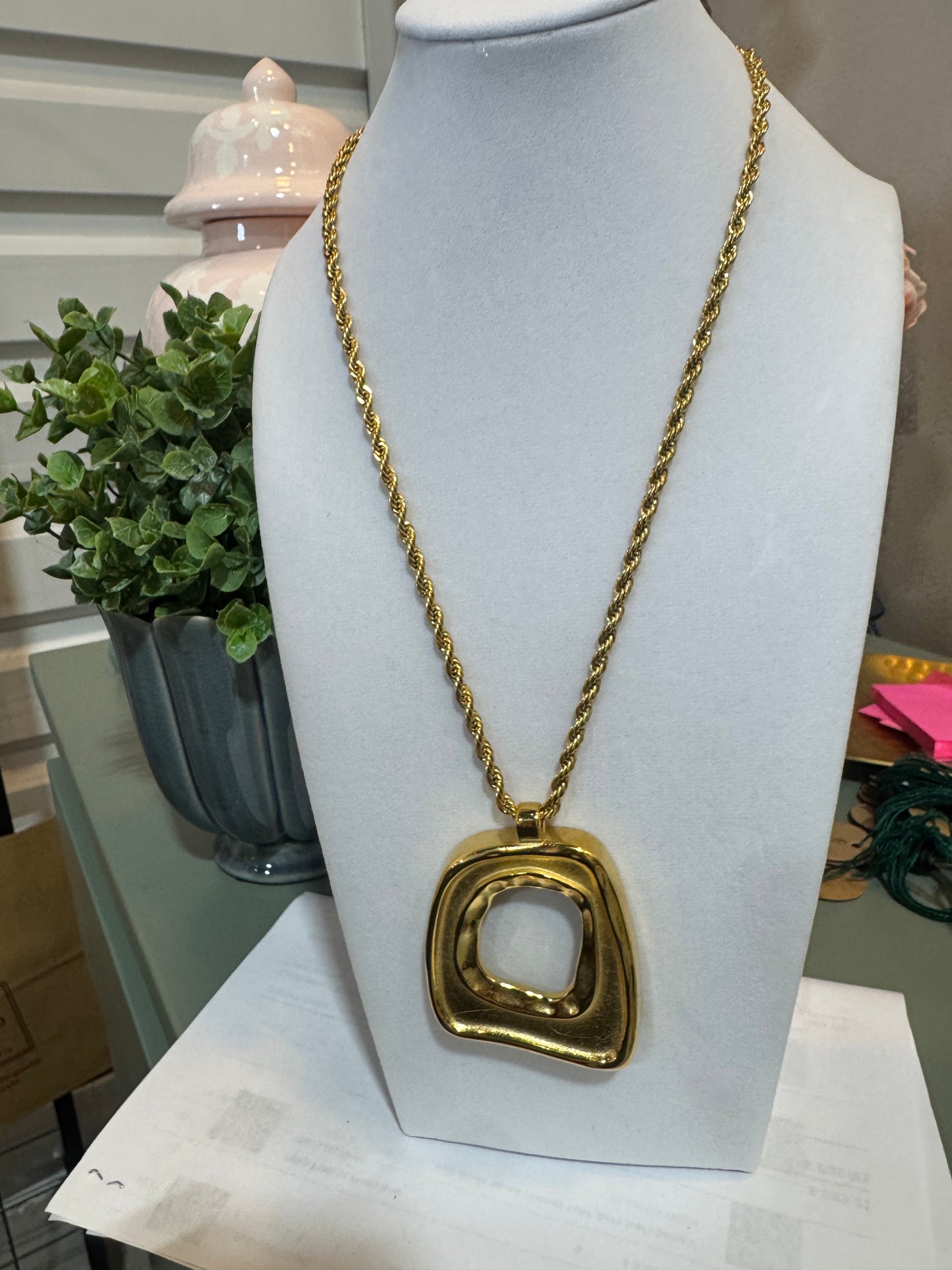 24" Gold Geometric Necklace