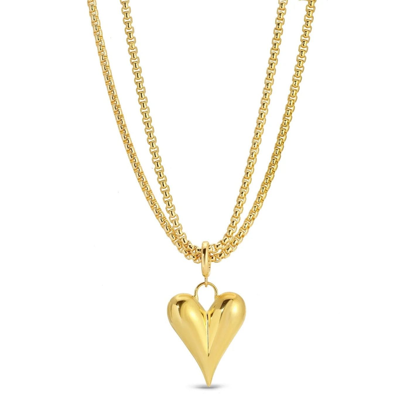 Necklace-long or doubled up bubble heart gold