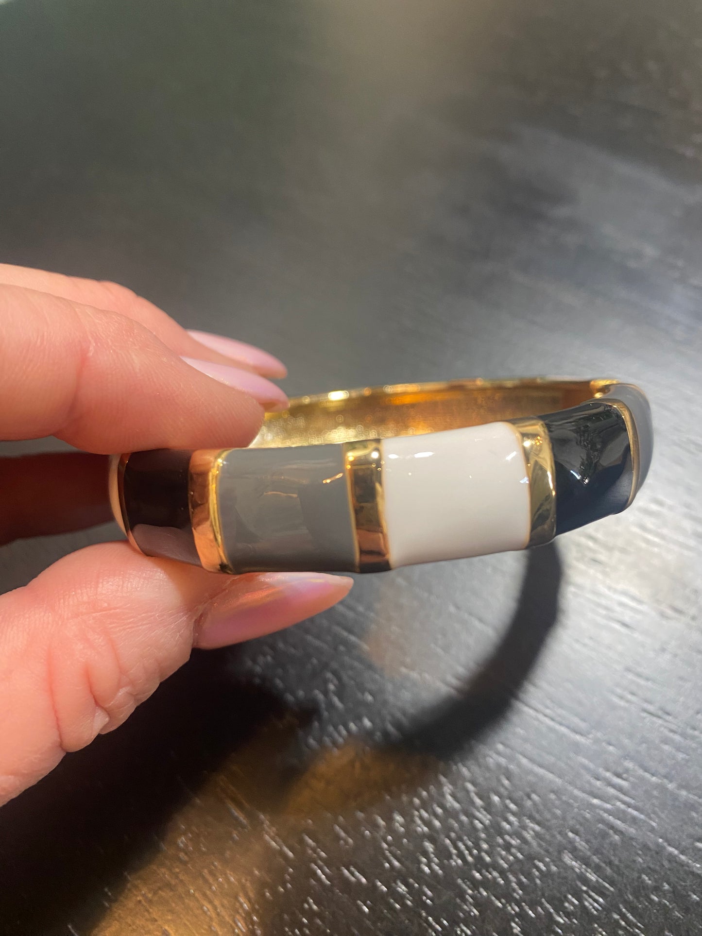 black, white, gray and gold hinged bracelet #2