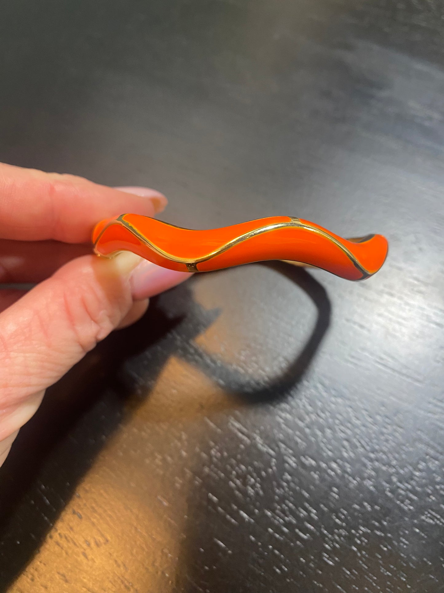 orange and gold wave enamel bracelet
