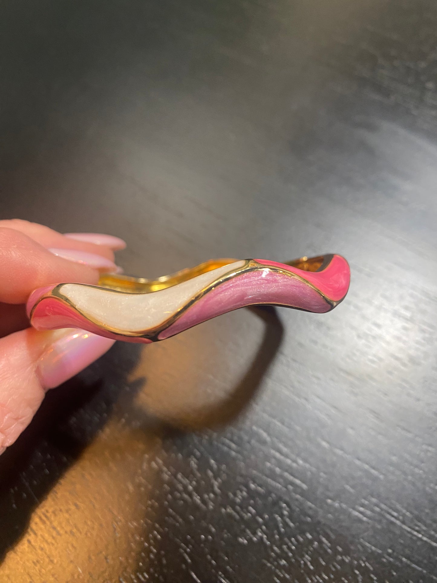 pink and gold wave enamel bracelet