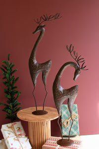 Christmas Rustic Metal Reindeer Looking Left