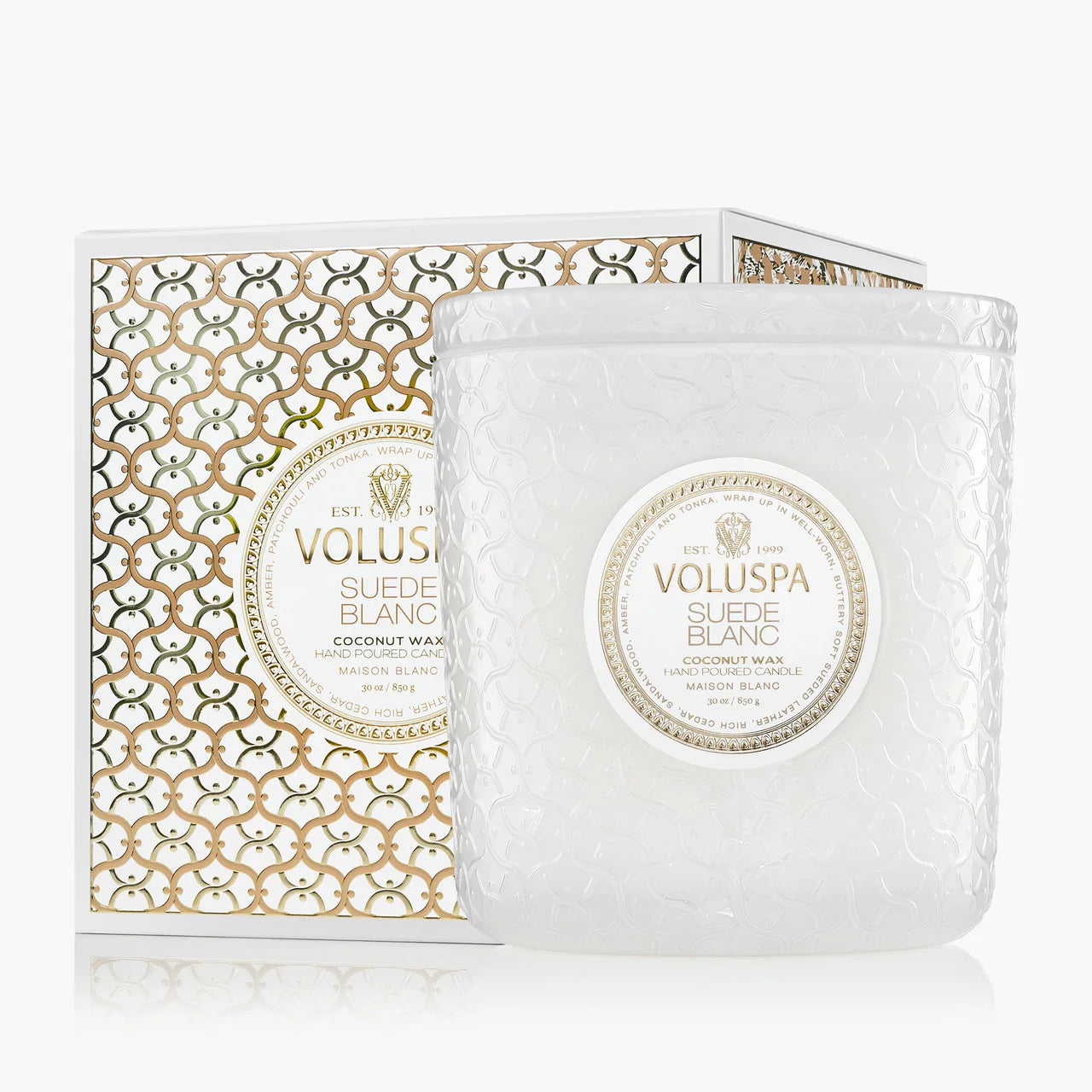 Voluspa Suede Blanc 30oz 3 wick candle