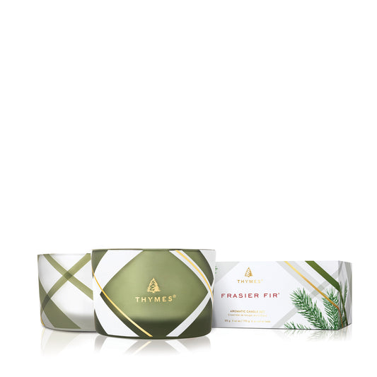 Frasier Fir Frosted Plaid Candle Set