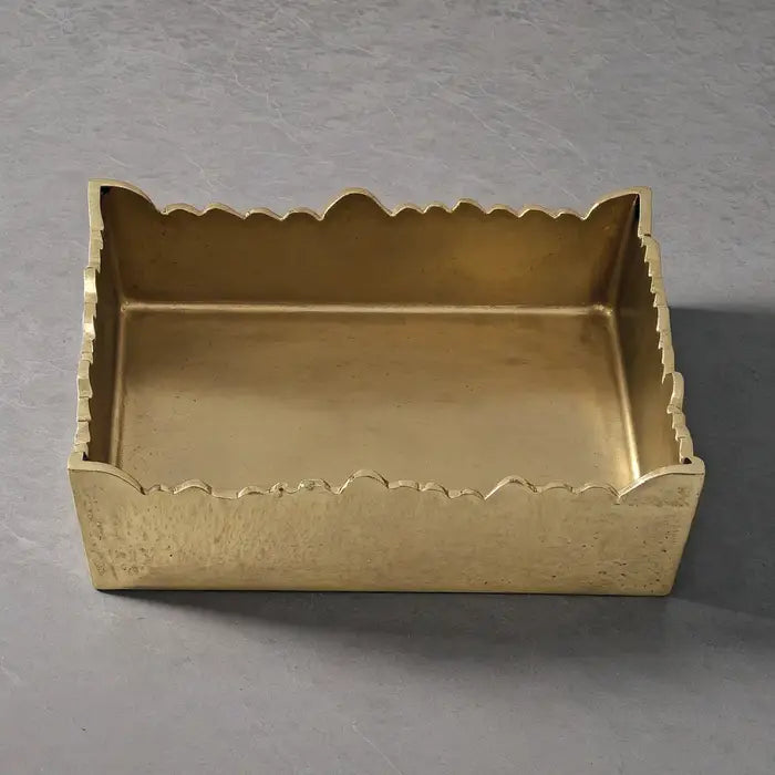Lunch Napkin Holder/Tray Square Gold Box