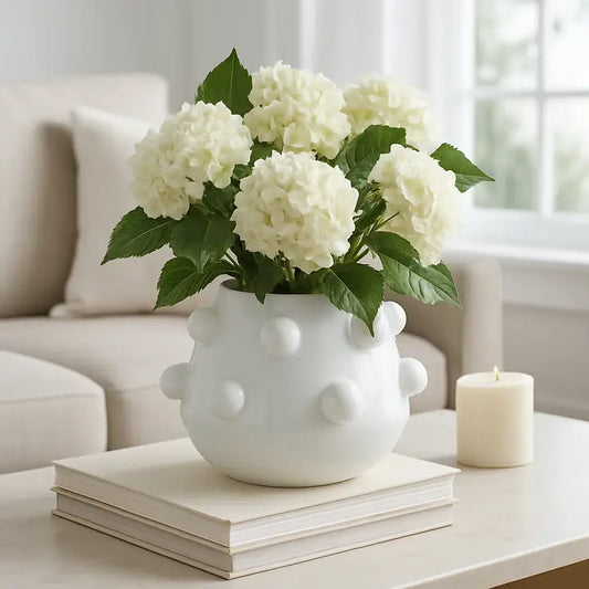 Ceramic Glossy Bubble Textured Planter - White, 8 in.