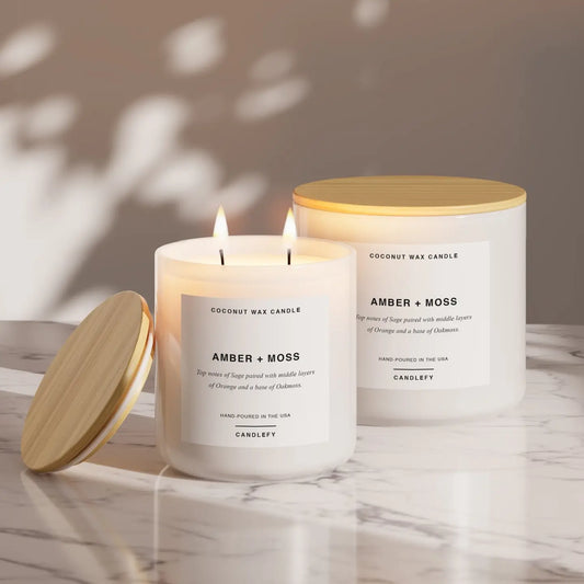 Amber+Moss 2 wick Candle Candlefy