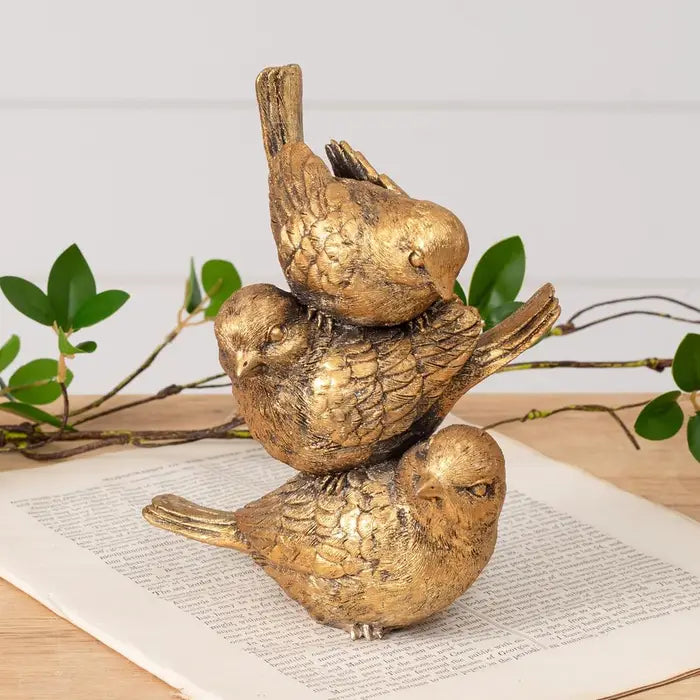 Stacked Gold Tone Bird Figurine