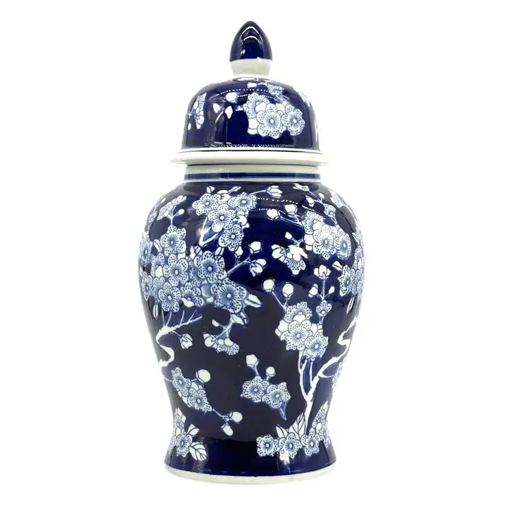 Dark Blue & White Chinoiserie Ginger Jar 14"