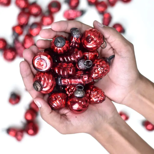Christmas 25 Pieces Glass Red Christmas Ornaments
