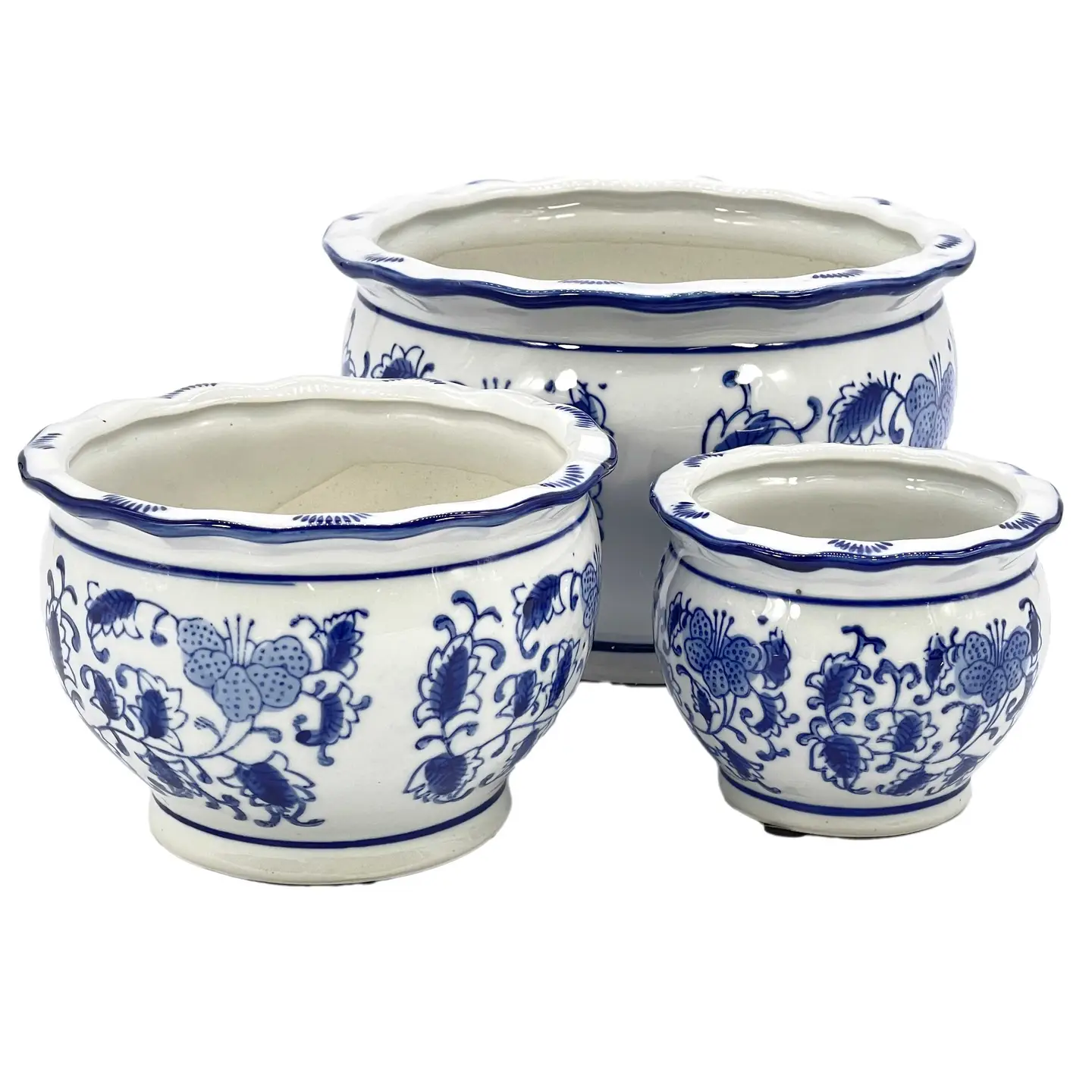 8" Ruffled Chinoiserie Planter