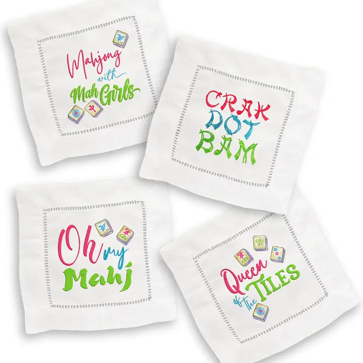 Mahjong Mixed Linen Cocktail Napkin Set