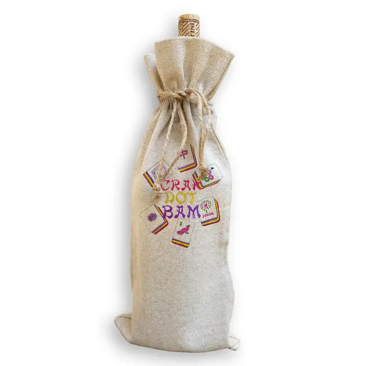 Pink Yellow and Purple Mahjong Tiles Wine Bag