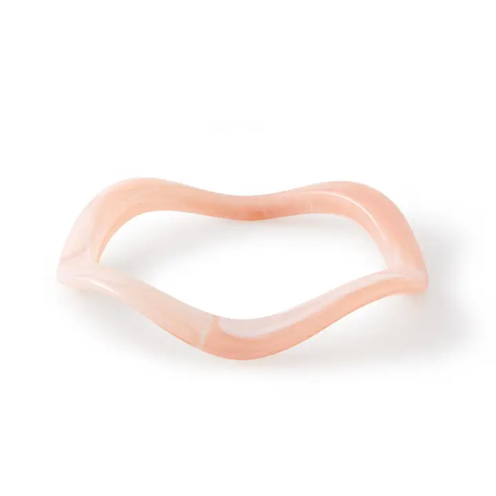 Wavy Polyresin Bangle Bracelet Pink