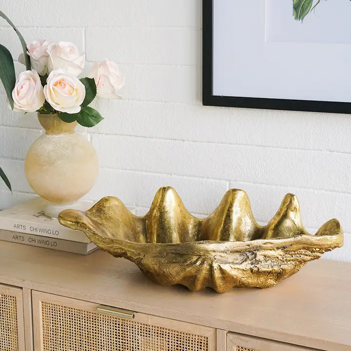 20x10.5x5.5" Decorative Shell Bowl - Gold
