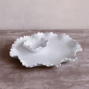 Colette Round Platter with Mini Dip Bowl (White) Beatriz Beal