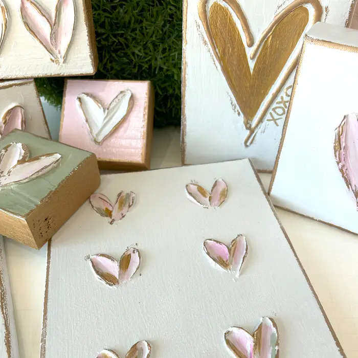 Mini Hearts On Canvas