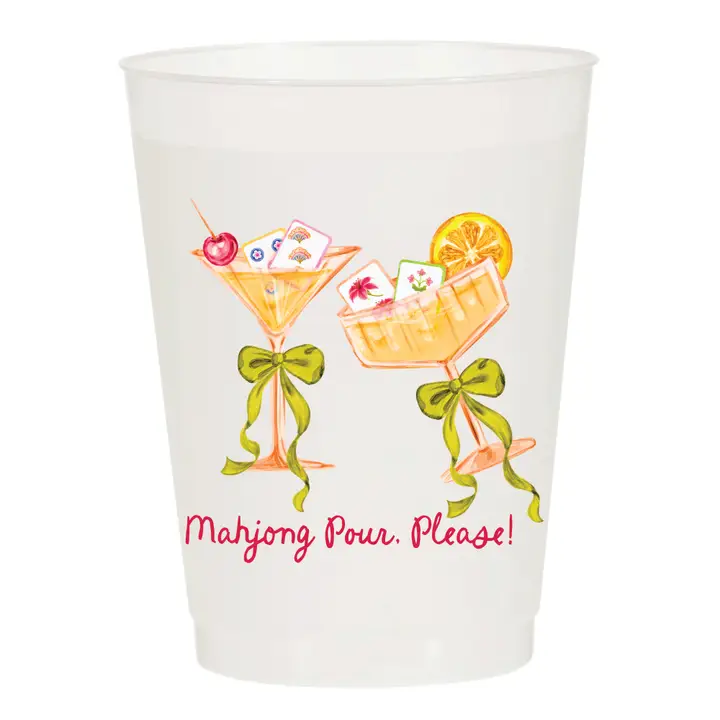 Mahjong Pour, Please! Full Color Frosted Cups - Mahjong Pack of 10