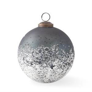 Chrismtas 5 Inch Dark Green & Half White w/Speckles Glass Ornament