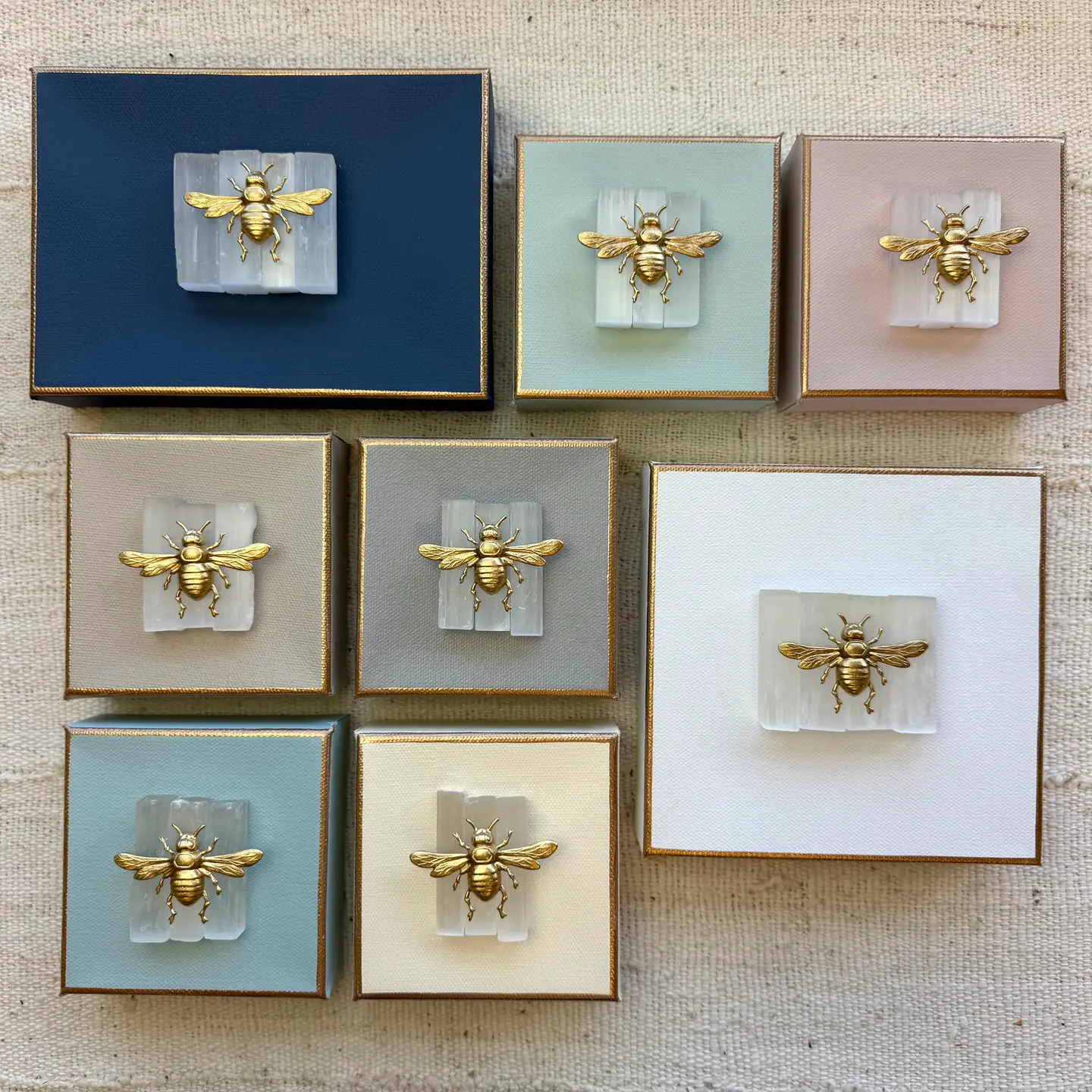 Navy Blue Bee Crystal Canvas 4x4