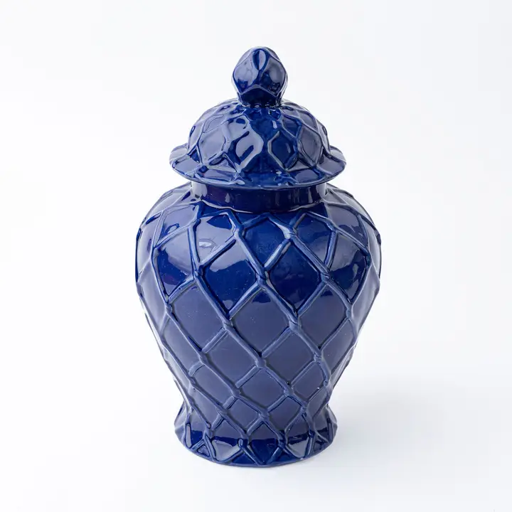 Navy Textured Ginger Jar - Large