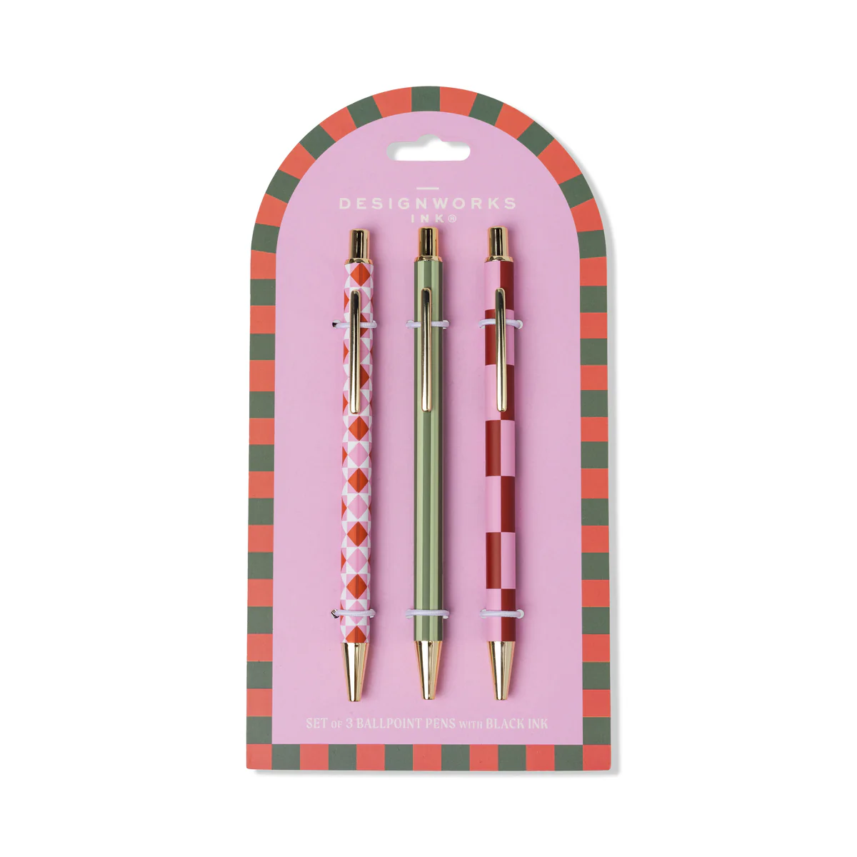 Set of 3 Pink/Green Pens