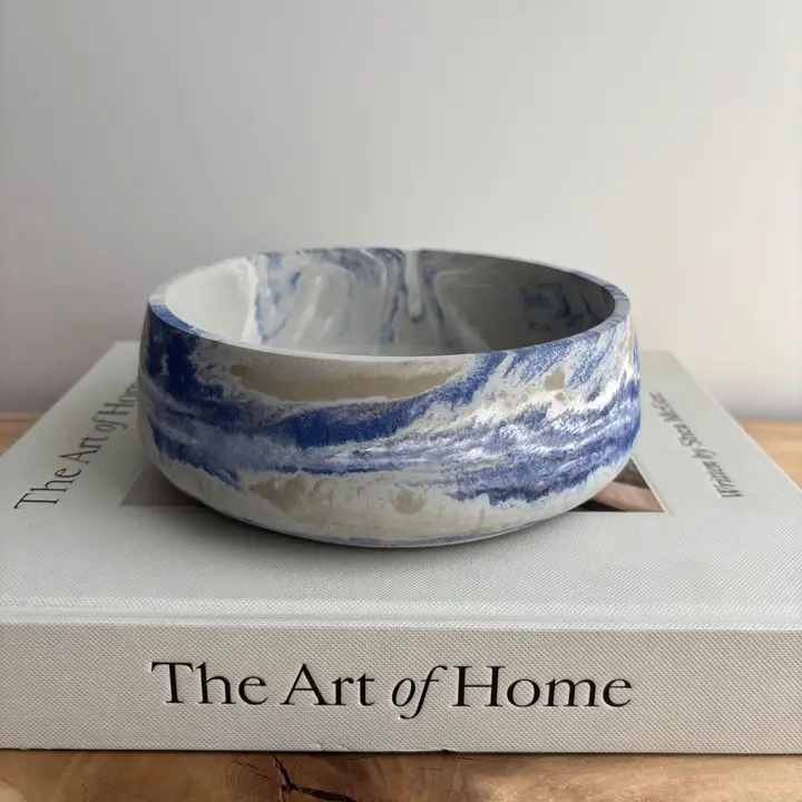 Decorative Blue Fusion Marble Bowl