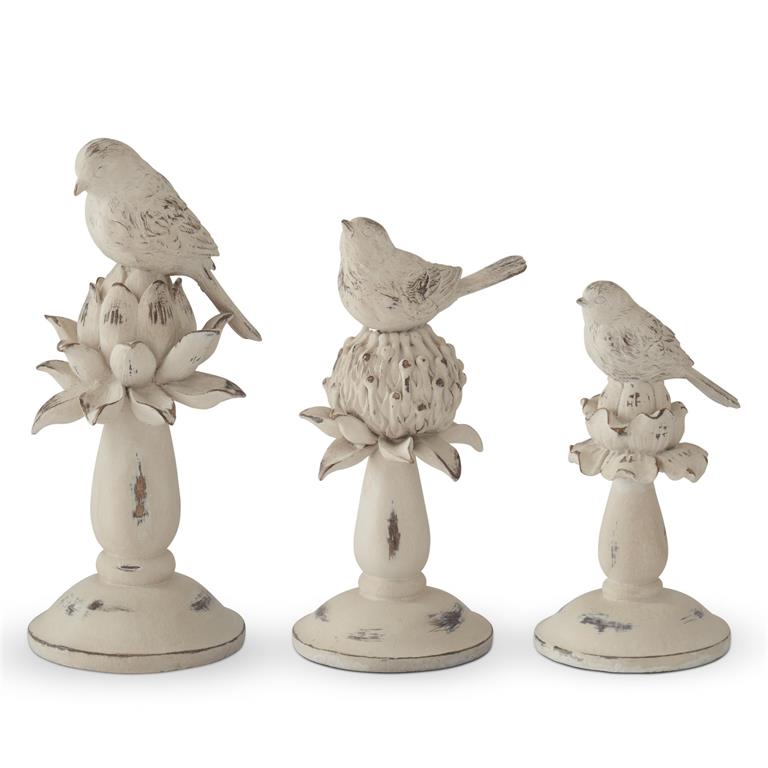 Small Weathered Cream Bird & Artichoke Finial