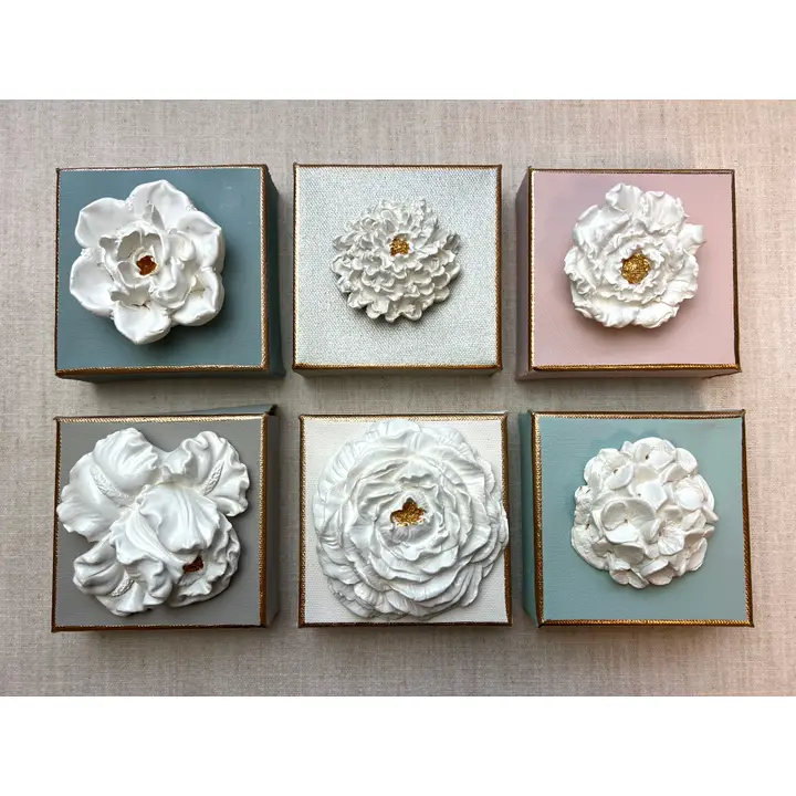Handmade Flower Canvas Art Blue, Magnolia