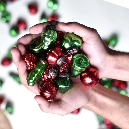 Christmas 25 Pieces Glass Red Green Christmas Ornaments