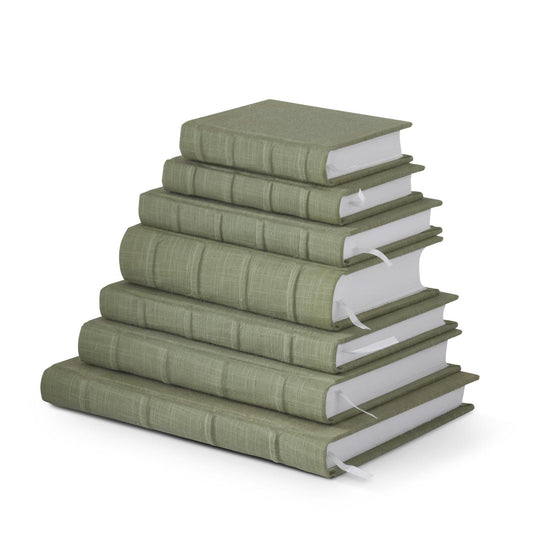 Set of 7 Olive Green Cotton Canvas Journals