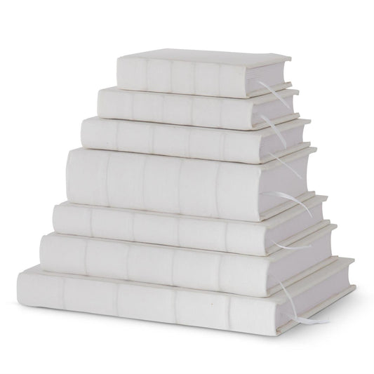 Set of 7 White Cotton Canvas Journals
