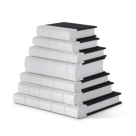 Set of 7 Black Cotton Journals w/White Leather Spine