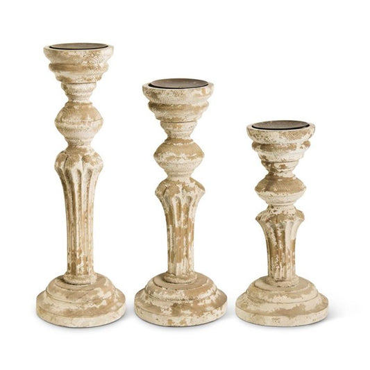 Christmas Brown Distressed Wood Large Candle Holder