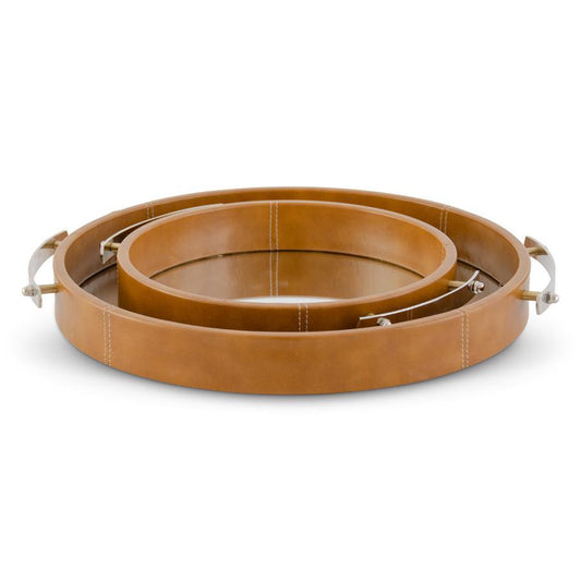 Small Tan Mirrored Trays w/Handles