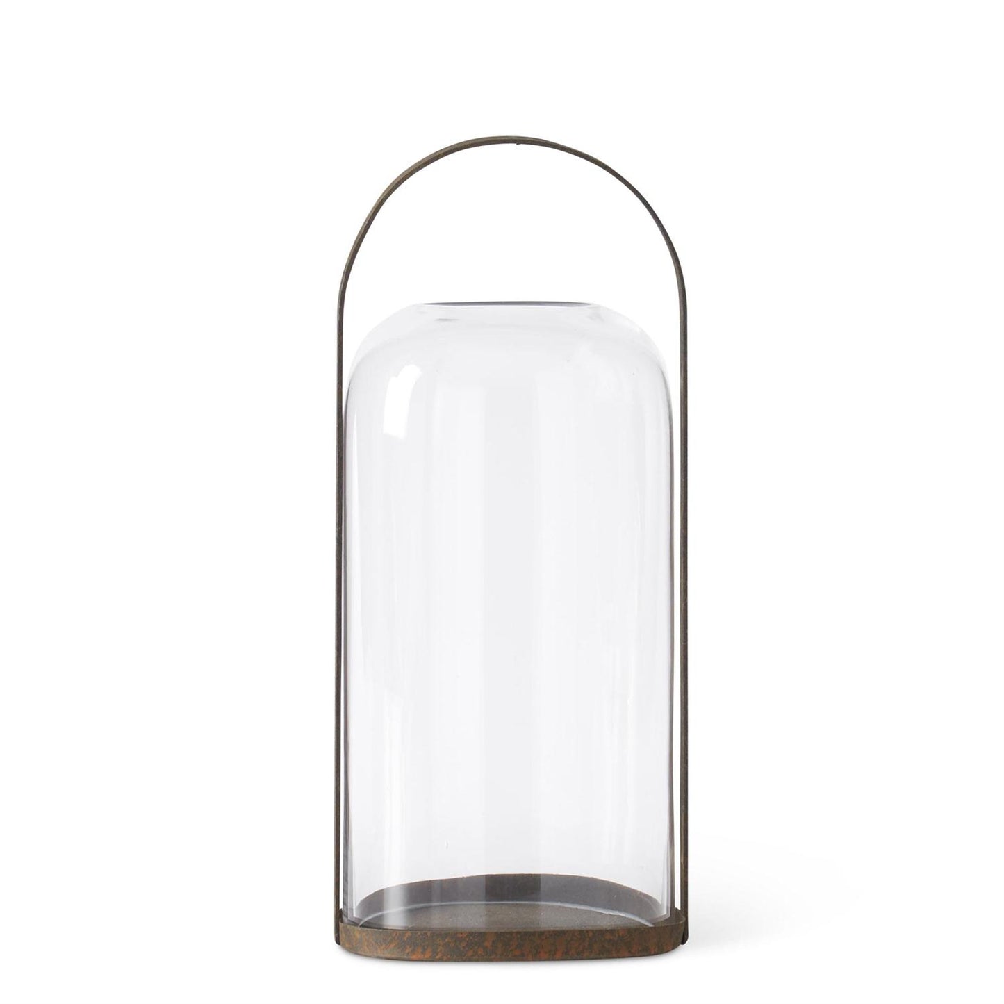 Large Round Bronze Metal Lantern Candleholder