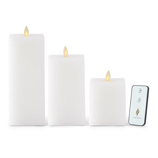 Large White Wax Luminara Small Indoor Square Candle