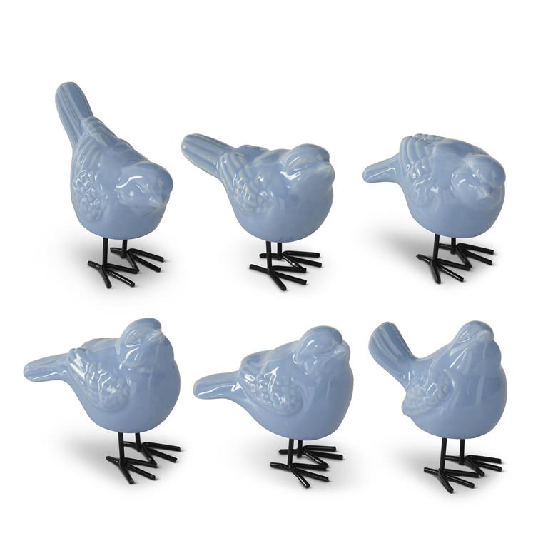 Assorted 2.5" Blue Porcelain Birds (6 styles)