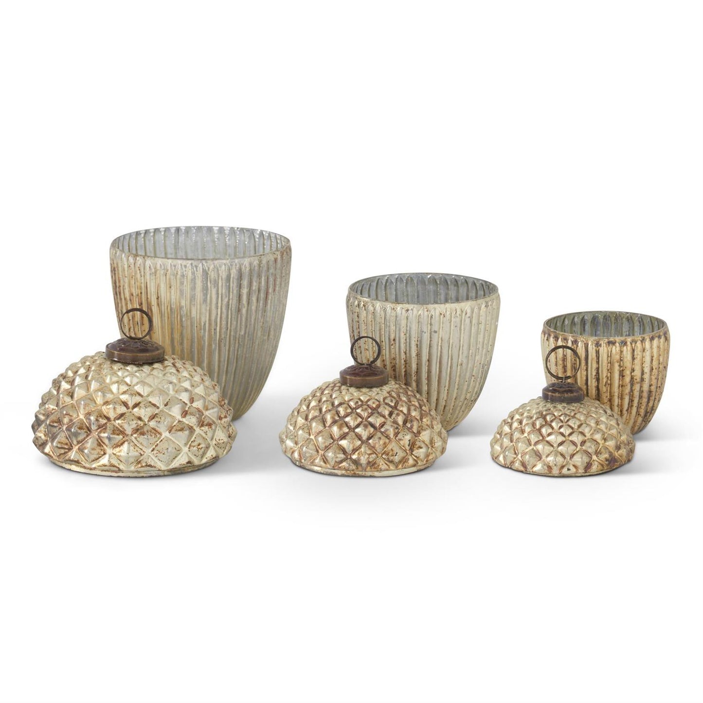 Medium Burnt Champagne Glass Lidded Acorns