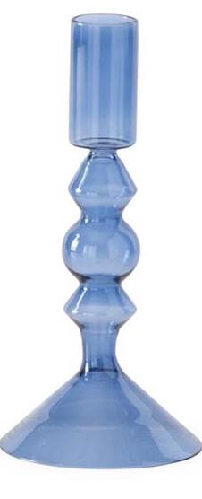 M Handmade Blue Glass Modern Taper Candleholder