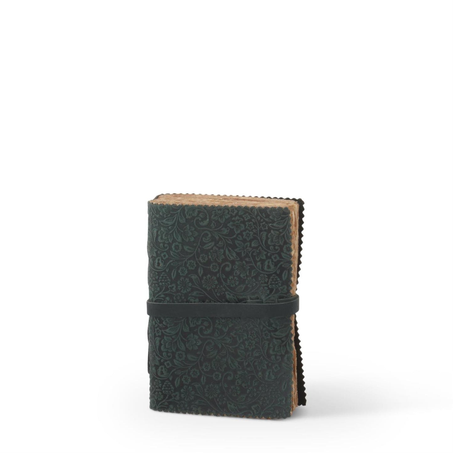 Deep Red 6 Inch Leather Floral Embossed Handcraft Notebook