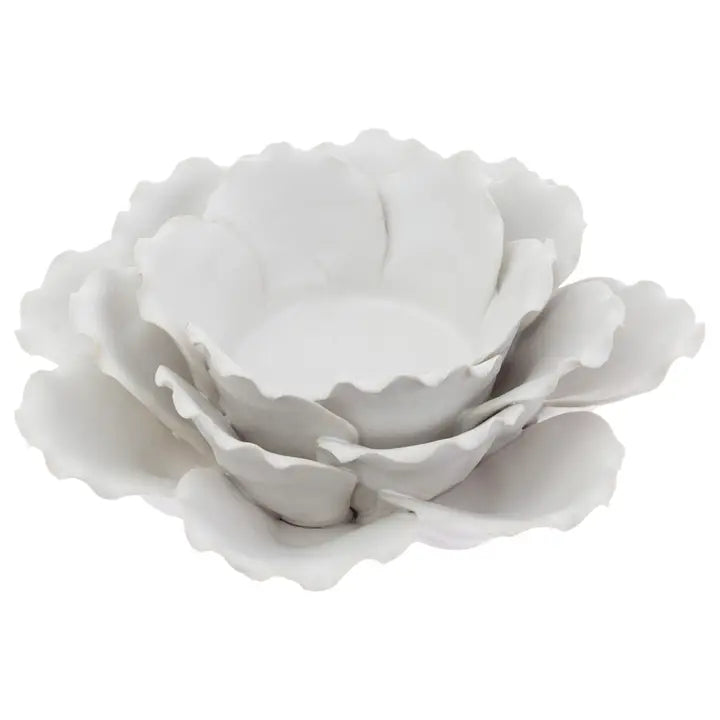 white lotus tealight candle holder lg.