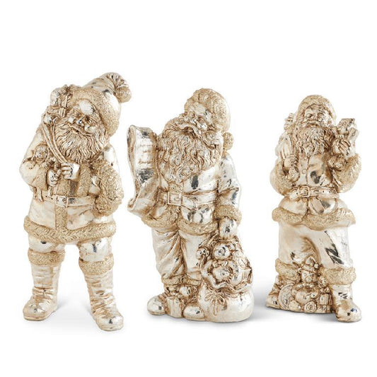 Christmas 10 Inch Antique Silver Santa  holding a Teddy Bear