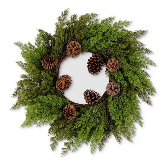 Christmas 26 Inch Real Touch Cedar Pine Wreath w/Twigs