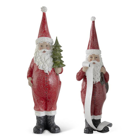 Christmas List Red Glittered Resin Santa