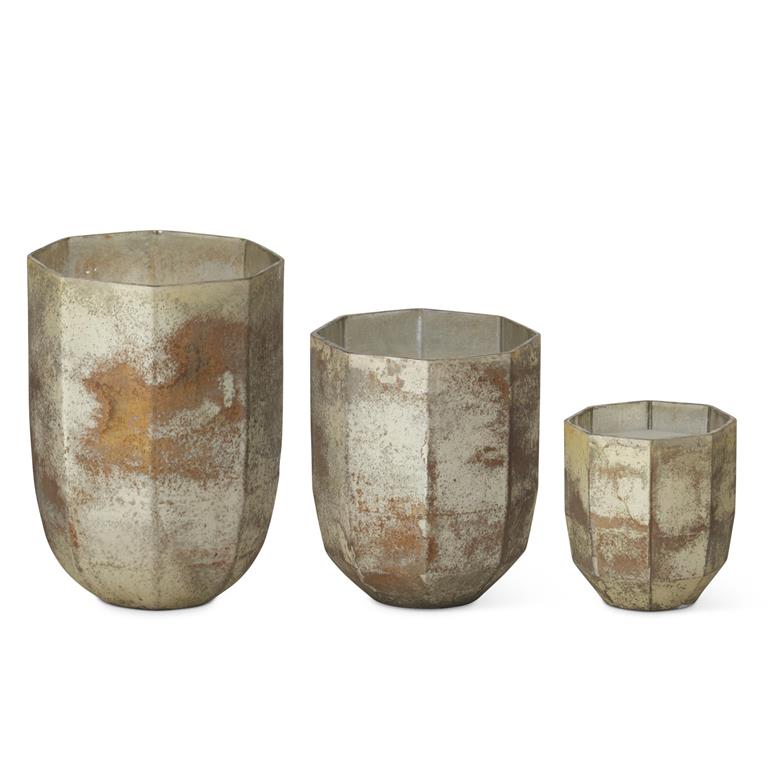 Medium Octagonal Champagne Mercury Glass Filled