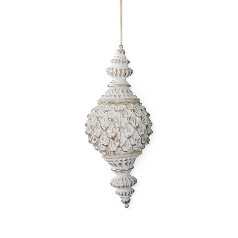 Christmas 10 Inch White Artichoke Finial Shatterproof Ornament