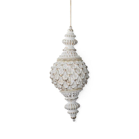 Christmas 10 Inch White Artichoke Finial Shatterproof Ornament