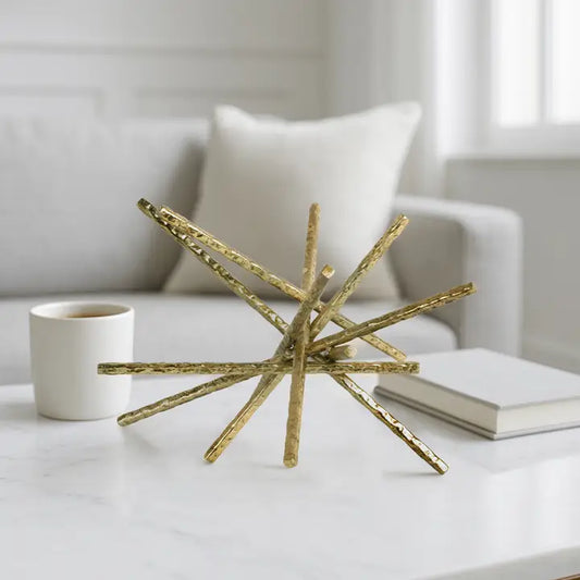 Metal Abstract Bar Decorative Sculpture - Light Gold, 9 in.
